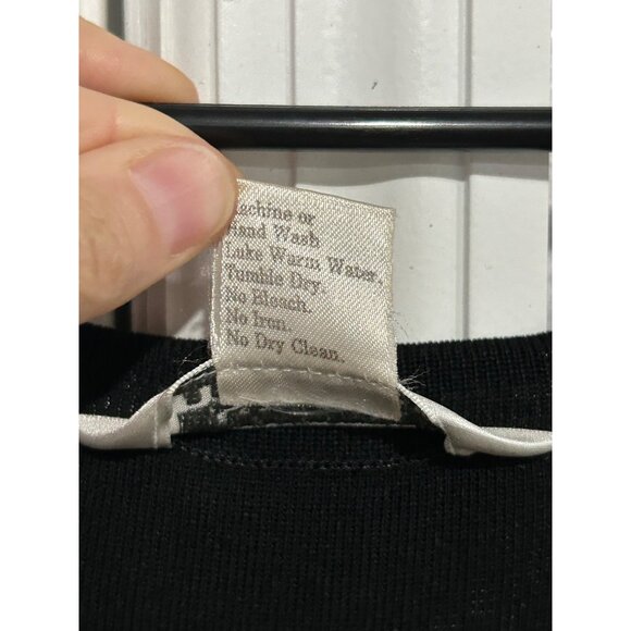 Exclusively Misook Long Black Dress Slit Hem Size L Short Sleeve - Picture 8 of 9